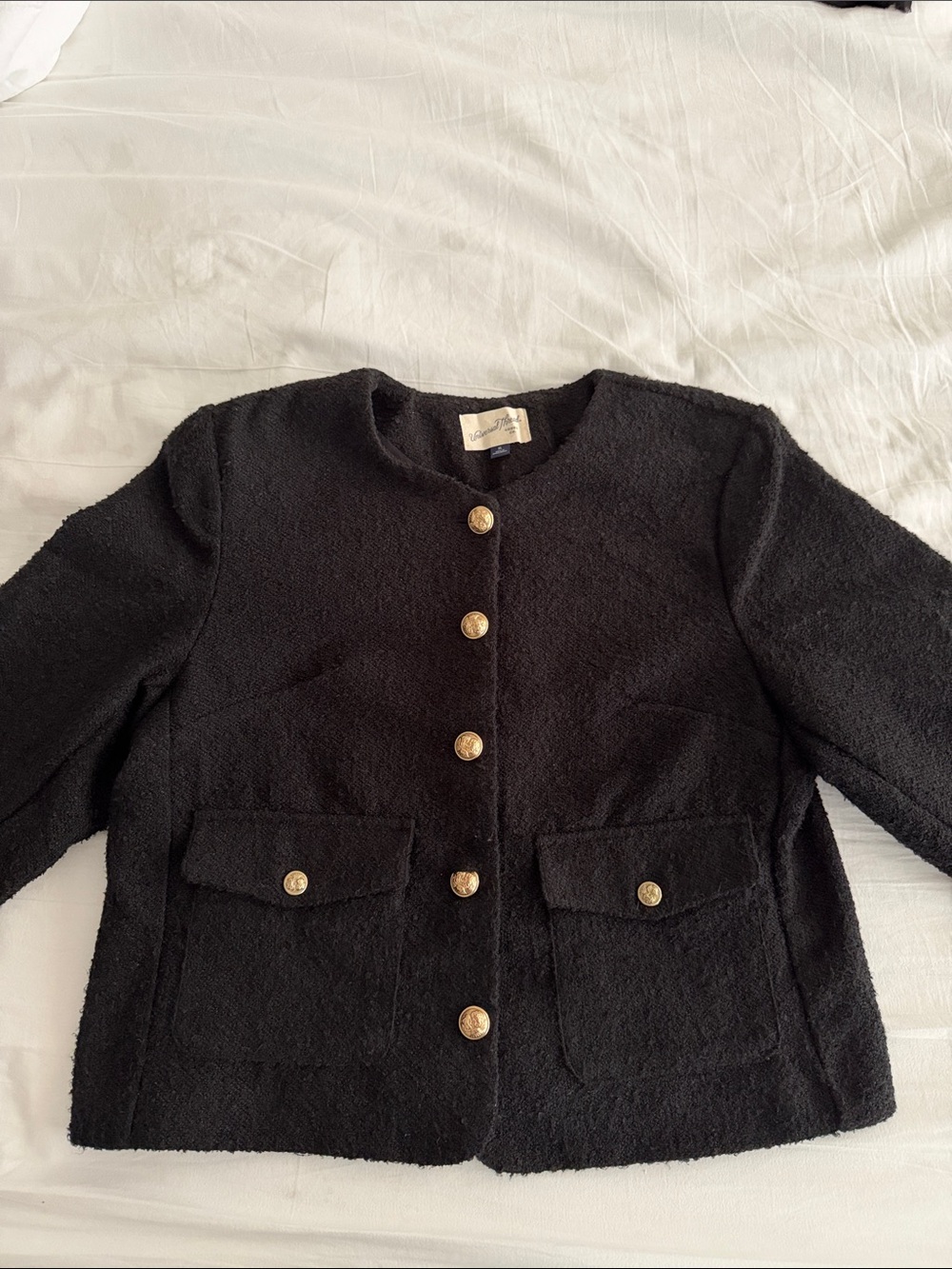 BBB! Beautiful Boucle Black Jacket with Quality Gold Buttons